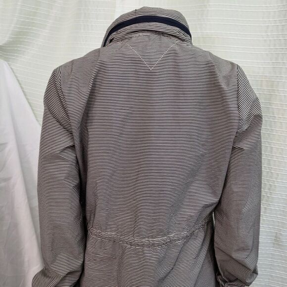 TOMMY HILFIGER Lightweight WindBreaker Brown/Cream Pinstripe Jacket Women's S - Picture 8 of 12